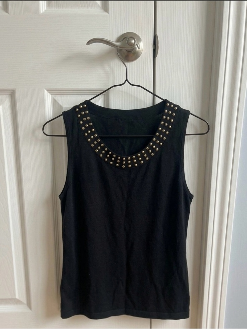 Black Studded Neckline Tank Top - Size M (NWOT)